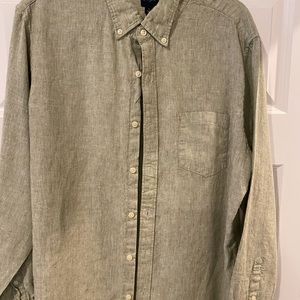 J.Crew Large Slim Green Linen Dress Shirt
